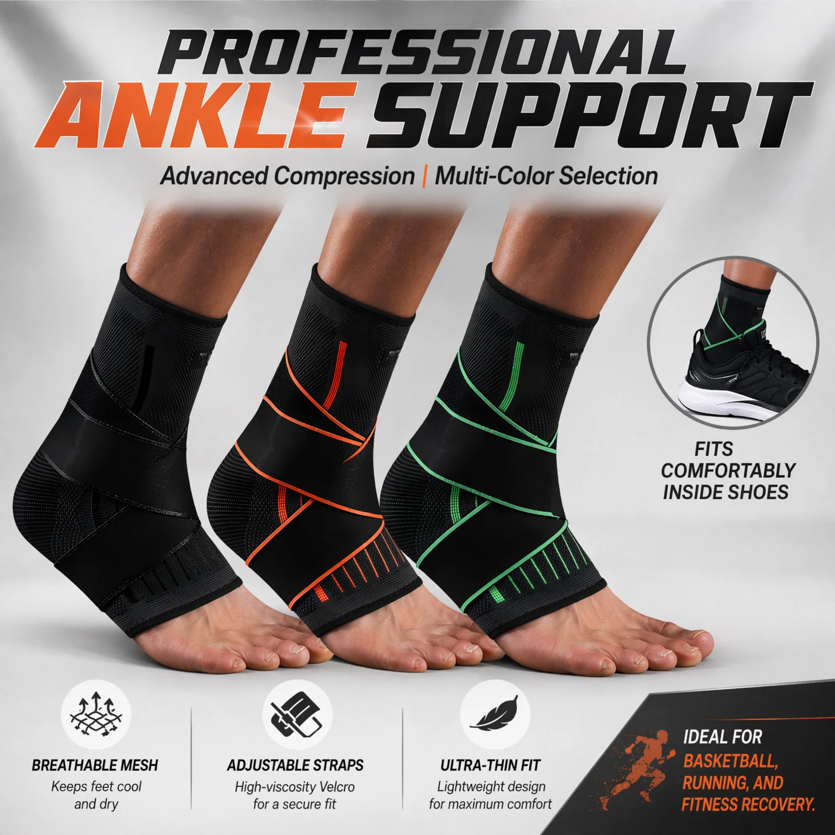 Ankle Mobility Band - 통기성 압박 발목 보호대 조절 가능